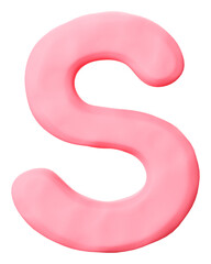 Letter S png pink clay alphabet, transparent background