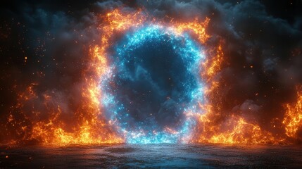 Fototapeta premium electrifying 3d rendered frames pulsing with blue lightning rectangular and square borders crackle with energy creating a dramatic and futuristic visual effect