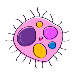 Hand drawn virus illustration on white background