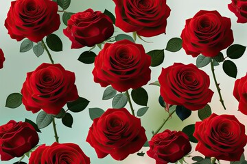 A Stunning Red Rose Bouquet with a Soft Gradient Background for Floral Design