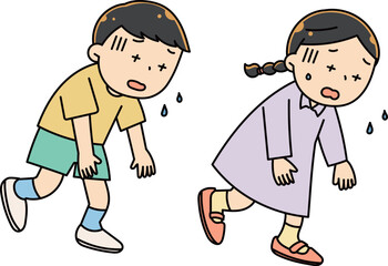 疲れたポーズの子供