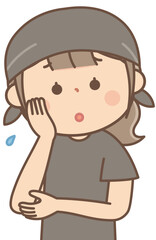 困った表情の飲食店の女性