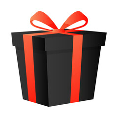 Gift box with ribbon decoration cartoon illustration design on white background