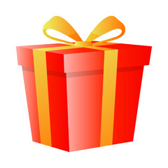 Gift box with ribbon decoration cartoon illustration design on white