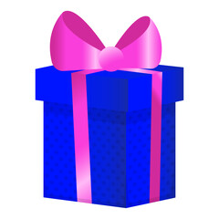 Gift box with ribbon decoration cartoon isolated on the white