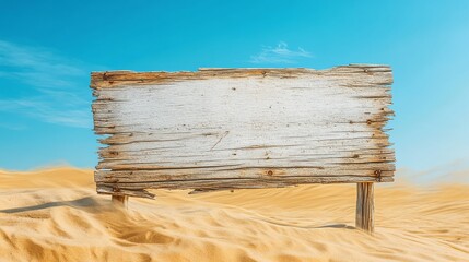 Weathered Wooden Signpost in a Desert Landscape