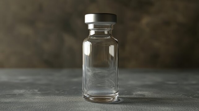 Single medical vial. Pharmaceutical concept