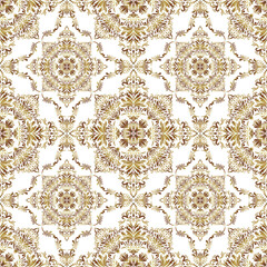Classical golden damask seamless pattern, Luxury old fashioned ornament, Royal victorian texture for wallpapers, background textile, wrapping, Exquisite floral baroque template, Vector, illustration