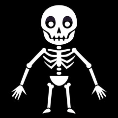 Halloween skeleton ghost cartoon character vector illustration