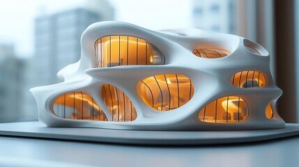 Fototapeta premium futuristic 3d printing of architectural model innovative construction technology sleek design