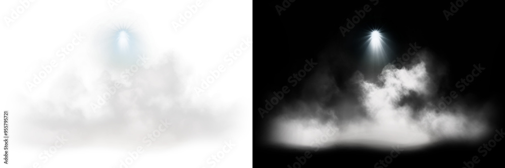 Wall mural PNG Mystical clouds with light beams