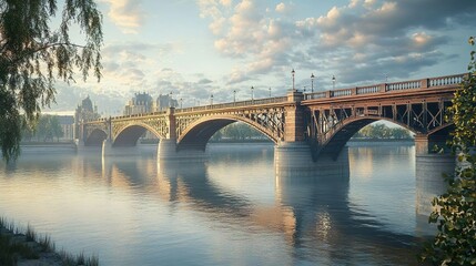 Obraz premium Stunning river bridge architecture, ideal for travel and landmark photos
