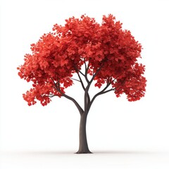 Fototapeta premium Red Tree isolated on white background, tropical trees isolated used for design, advertising and architecture