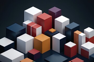 Obraz premium 3D Visualization of Abstract Geometric Shapes on Dark Backdrop