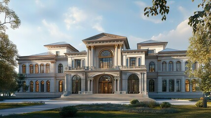 Obraz premium Opulent banquet hall with stylish architecture and elegant interior design elements