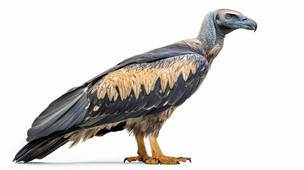 Obraz premium A majestic vulture exhibiting detailed feathers and a keen gaze, showcasing its impressive physique in a natural pose.