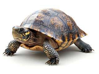 Fototapeta premium A close-up of a majestic turtle showcasing its intricate shell patterns and vibrant colors, perfect for nature and wildlife projects.