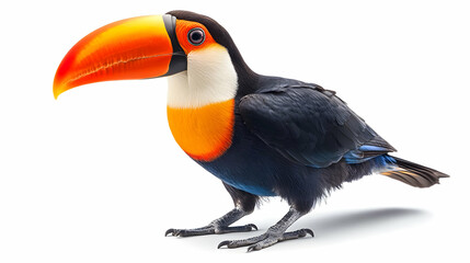 Naklejka premium A vibrant toucan bird showcasing its colorful beak and striking feathers, perfect for nature and wildlife themes.