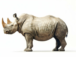 Obraz premium A detailed depiction of a rhinoceros showcasing its distinct features and sturdy physique against a minimalist background.