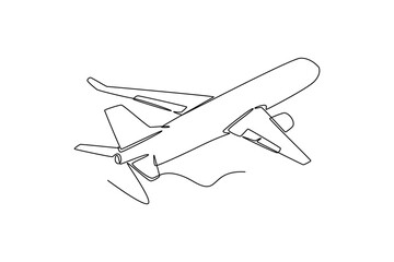 Continuous one line drawing air plane concept. Doodle vector illustration.	