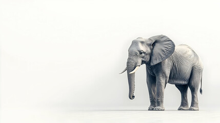 Obraz premium A majestic elephant stands gracefully against a minimalistic background, showcasing its grandeur and unique features.
