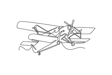 Fototapeta premium Continuous one line drawing air plane concept. Doodle vector illustration. 