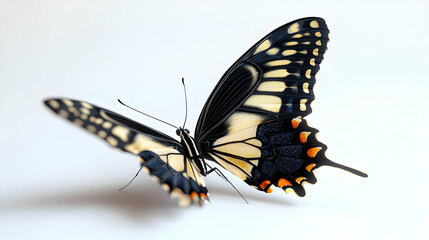 Obraz premium A beautiful butterfly in stunning detail, showcasing vibrant colors and intricate wing patterns against a clean background.