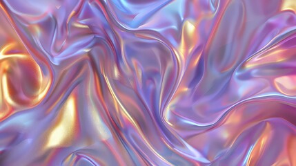 Abstract iridescent background with smooth, flowing curves of purple and gold.