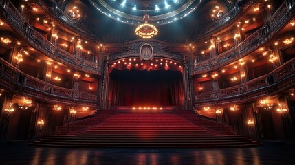 Obraz premium Elegant theater architecture with artistic features and grand stage design