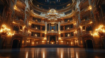 Obraz premium Elegant theater architecture with artistic interiors and grand stage designs