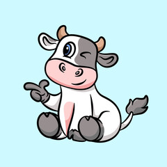 cow cool style cartoon illustration