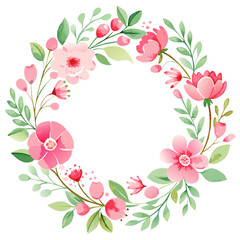 Blooming Elegance: Watercolor Pink Floral Wreath 