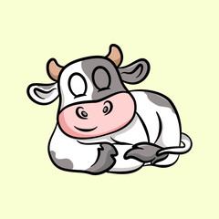 cow sleeping cartoon illustration