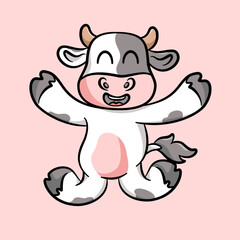 cartoon vector cow happy