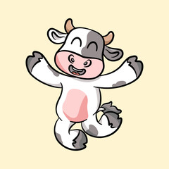 cartoon vector cow happy
