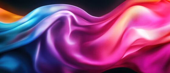 Fototapeta premium A vibrant silk fabric flowing gracefully, showcasing a blend of colors in a smooth, artistic wave against a dark backdrop.