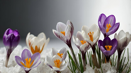 Fototapeta premium Crocus flowers on white