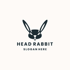 Head rabbit abstract logo template vector illustration design