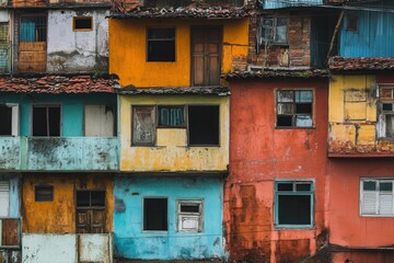 Vibrant neighborhoods illustrate the stark contrast between wealth and poverty, revealing signs of social inequality in the urban environment. Generative AI