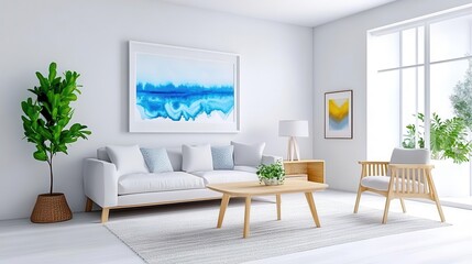 Scandinavian-inspired living room with a bright