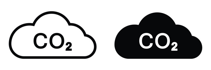 CO2 emissions icon. Ecology and environment symbol. Sign vector carbon dioxide pollution. Black cloud silhouette.