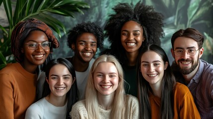 Obraz premium Diverse Group of Smiling Friends Posing Together