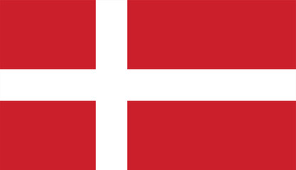 The flag of Denmark , Dannebrog, ,Danish Flag, ,Red and White Cross , flat vector