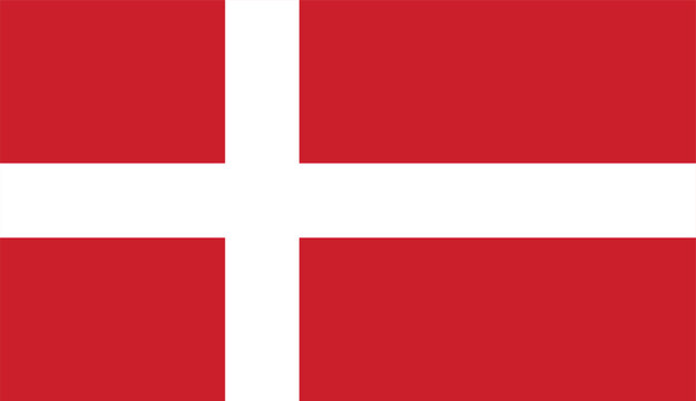 The flag of Denmark , Dannebrog, ,Danish Flag, ,Red and White Cross , flat vector