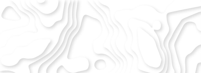 Vector topographic illustration. White paper cut decoration textured with wavy layers 3d topography relief background.	
