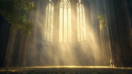 Naklejka premium Sunlight Streaming Through a Gothic Cathedral Window