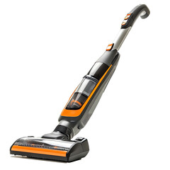 Orange and Black Cordless Vacuum Cleaner on White Background