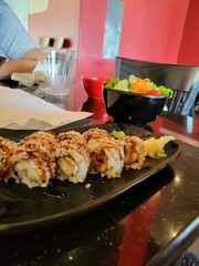Sushi rolls in a restaurant