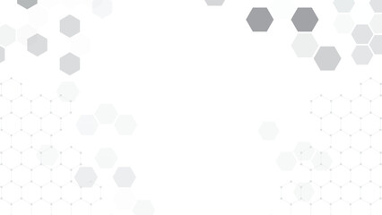 White background with abstract hexagon elements for presentation background design. White geometric background abstract. Hexagons design for medical, science, and digital technology.