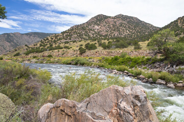 The Arkansas River flowing through Royal Gorge Canyon, Colorado